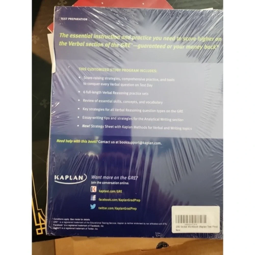 GRE‎ Verbal Workbook (Kaplan Test Prep) Ninth Edition New Sealed
